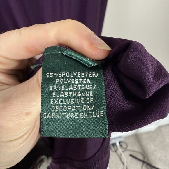 Lauren Ralph Lauren Women's Purple Draped Rhinestone Broach Maxi Gown Dress Sz 8 - Picture 10 of 12
